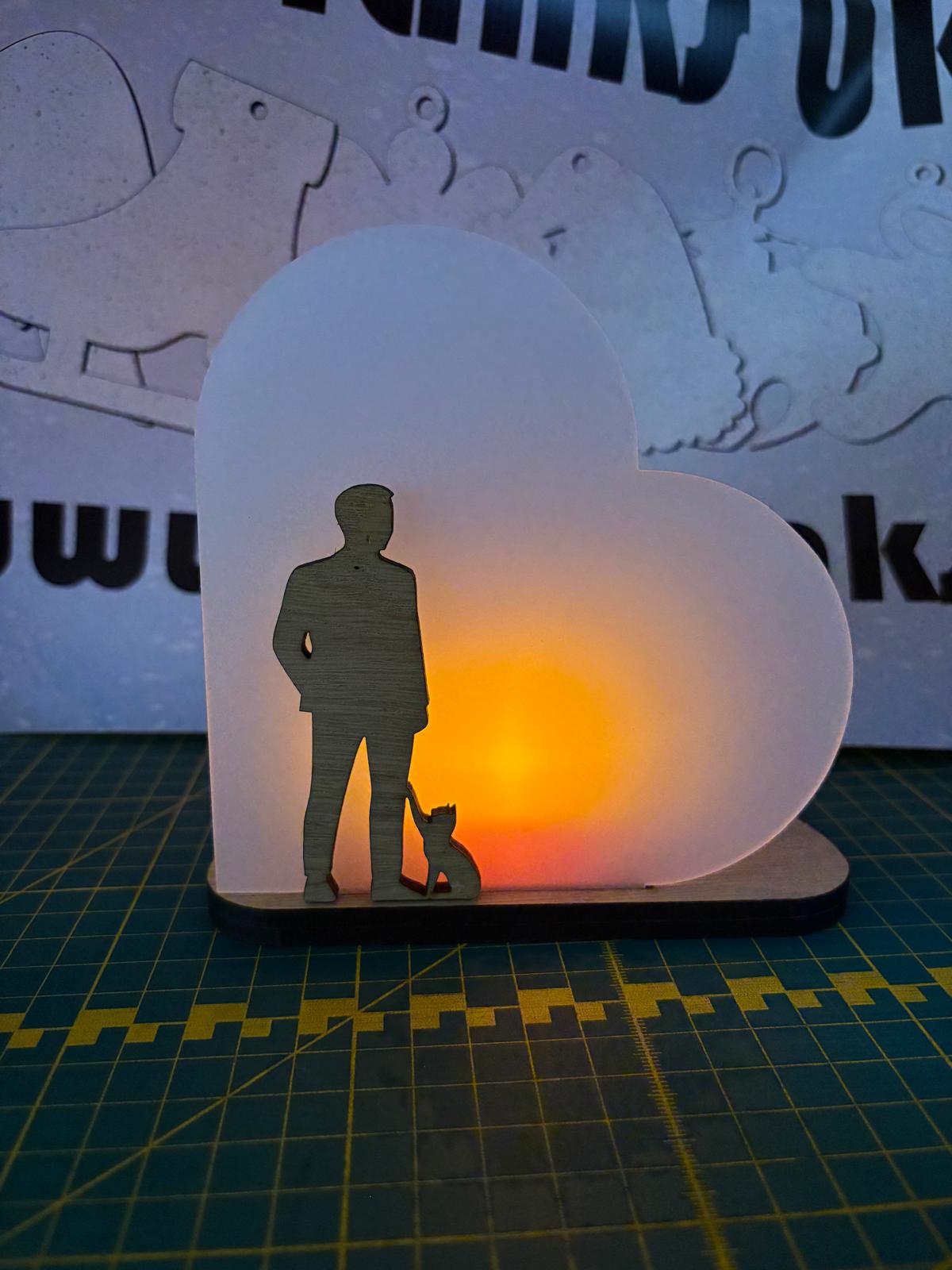 Memorial Tea Light Lamp - Sublimation Blank | Frosted Acrylic Heart