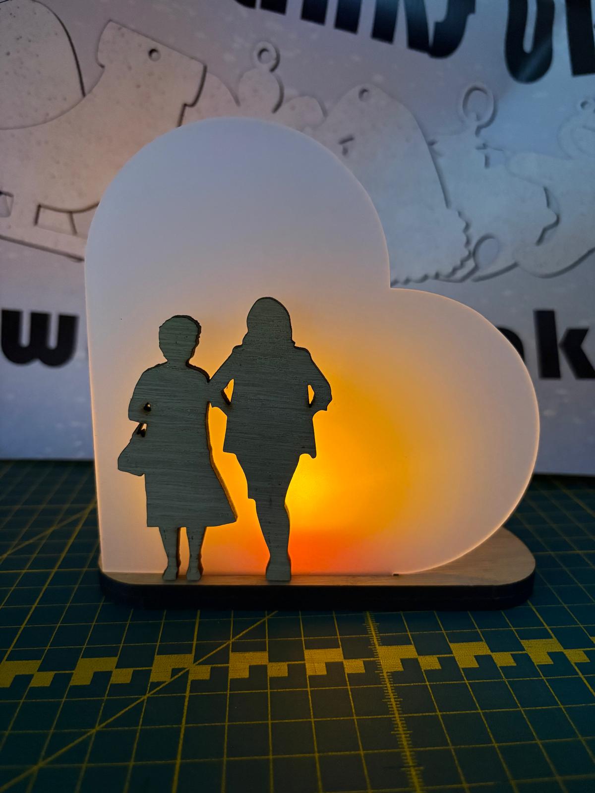 Memorial Tea Light Lamp - Sublimation Blank | Frosted Acrylic Heart