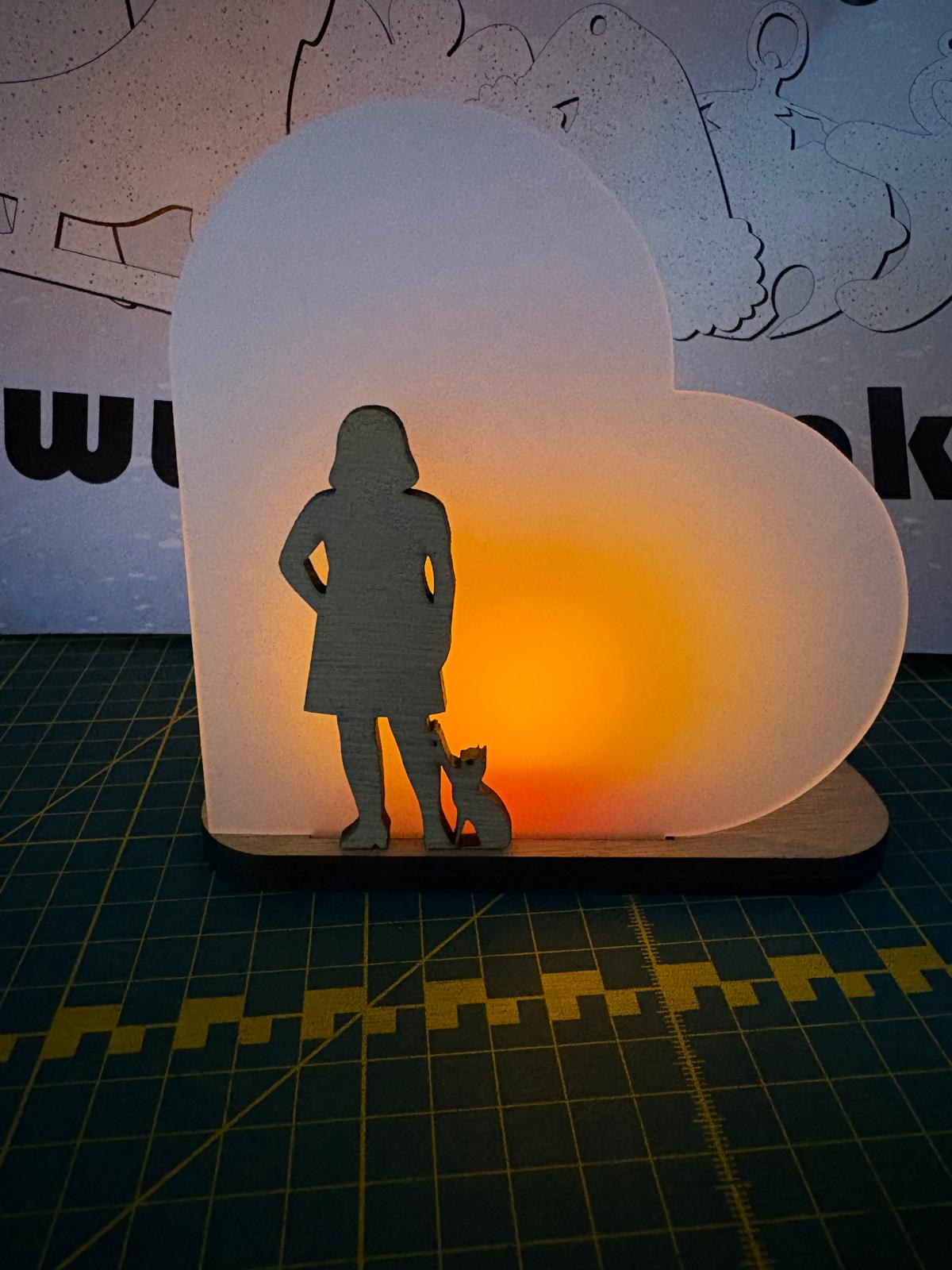 Memorial Tea Light Lamp - Sublimation Blank | Frosted Acrylic Heart