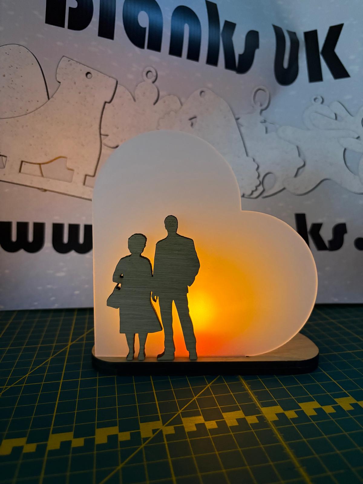 Memorial Tea Light Lamp - Sublimation Blank | Frosted Acrylic Heart