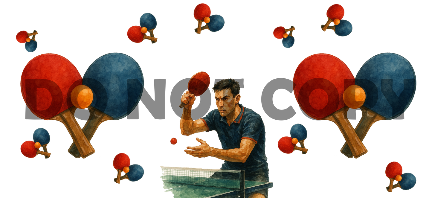 Table Tennis Players UV-DTF Sticker Wrap