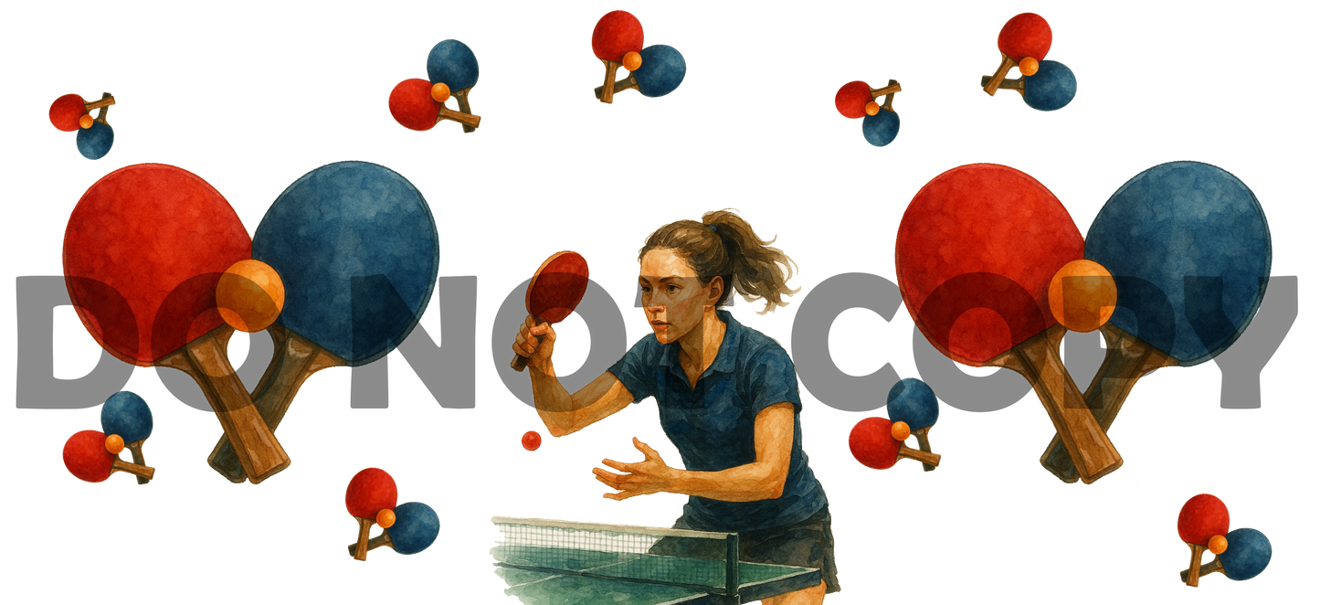 Table Tennis Players UV-DTF Sticker Wrap