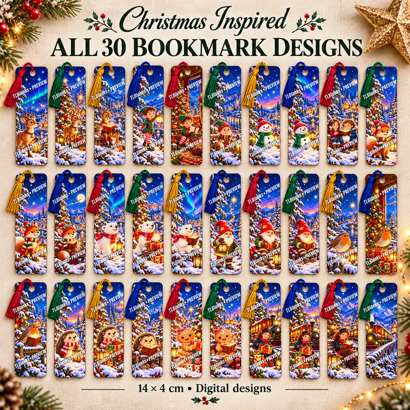 Christmas bookmark collection all 30 designs - protected preview