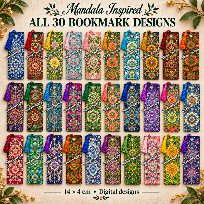 Mandala bookmark collection all 30 designs - protected preview