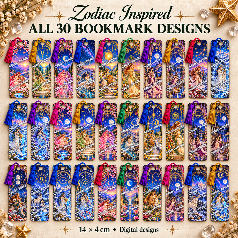 Zodiac bookmark collection all 30 designs - protected preview
