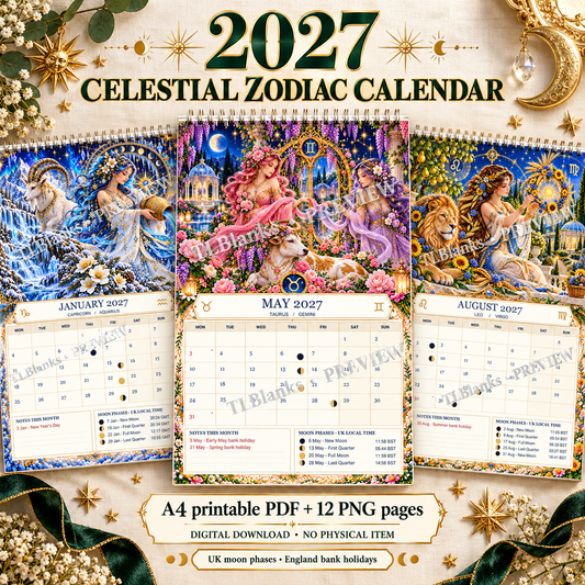 2027 Celestial Zodiac Calendar digital download preview