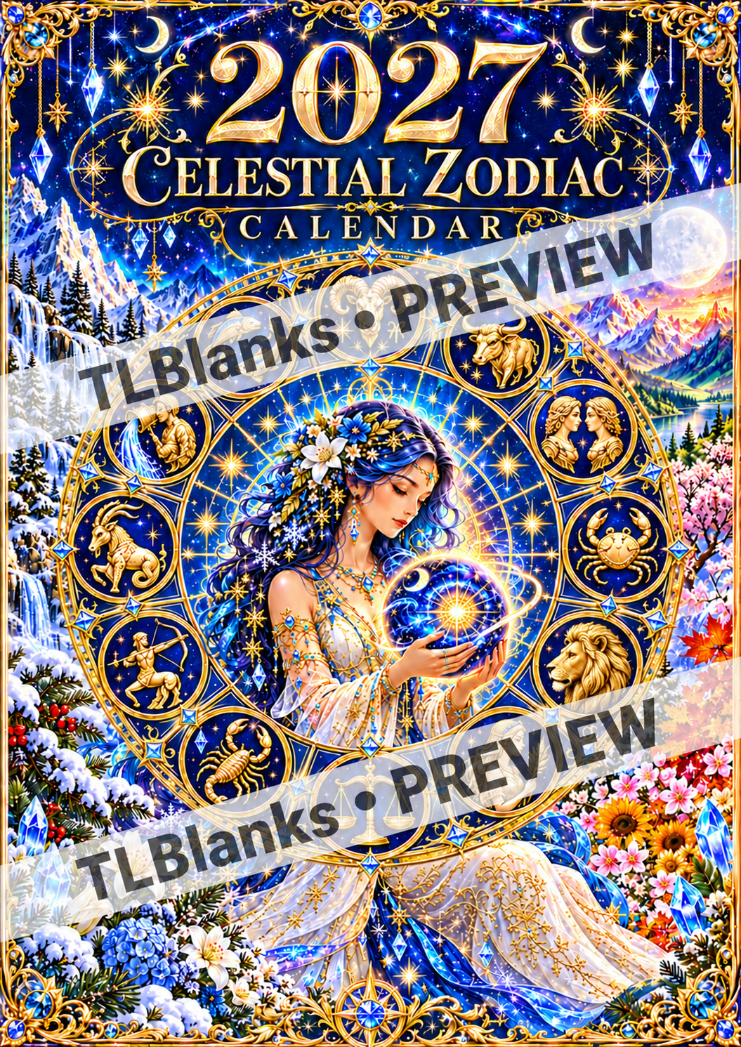 2027 Celestial Zodiac Calendar front cover - watermarked preview