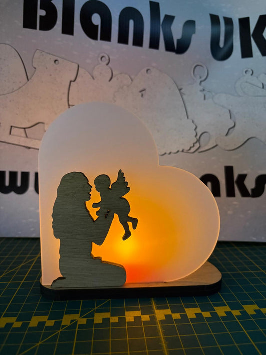 Memorial Tea Light Lamp - Sublimation Blank | Frosted Acrylic Heart