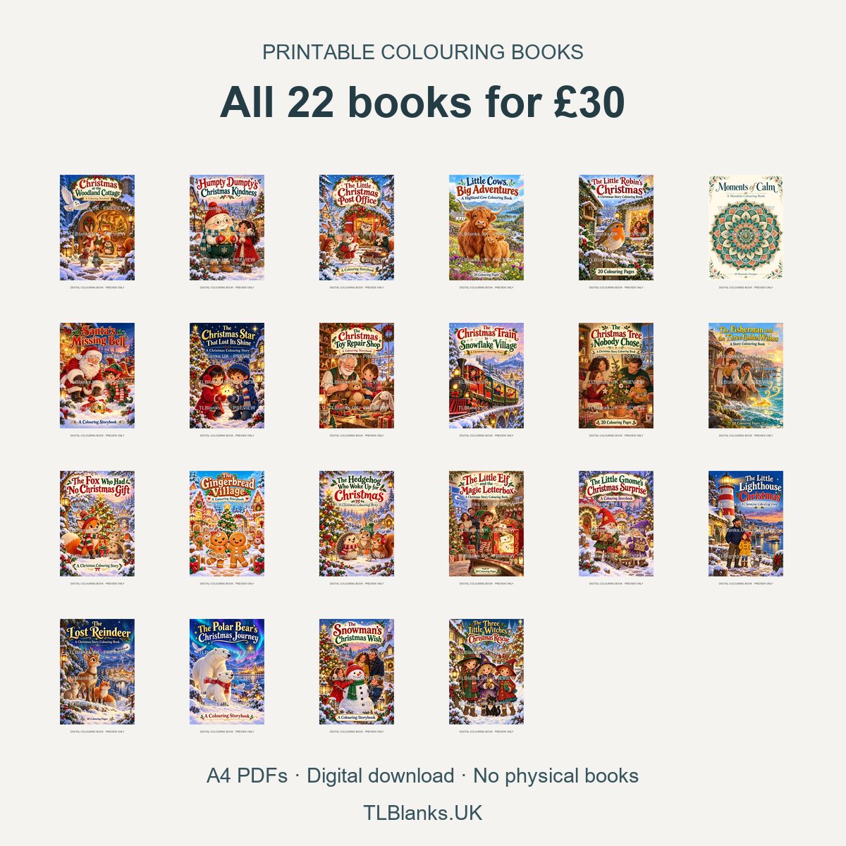 All 22 printable colouring books bundle